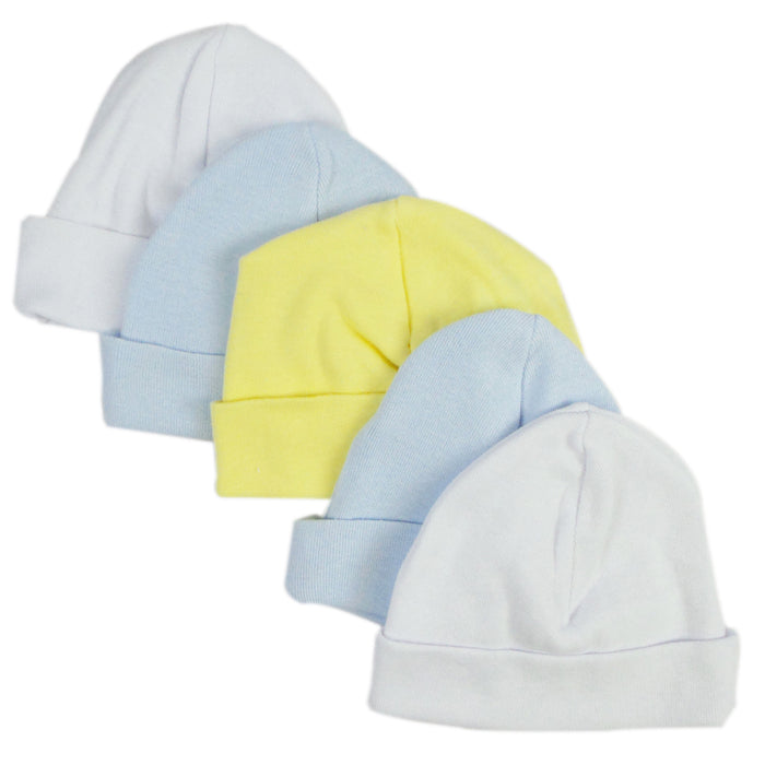 Infant Pastel Blue and Yellow Boys' Beanie - (Pack of 5)