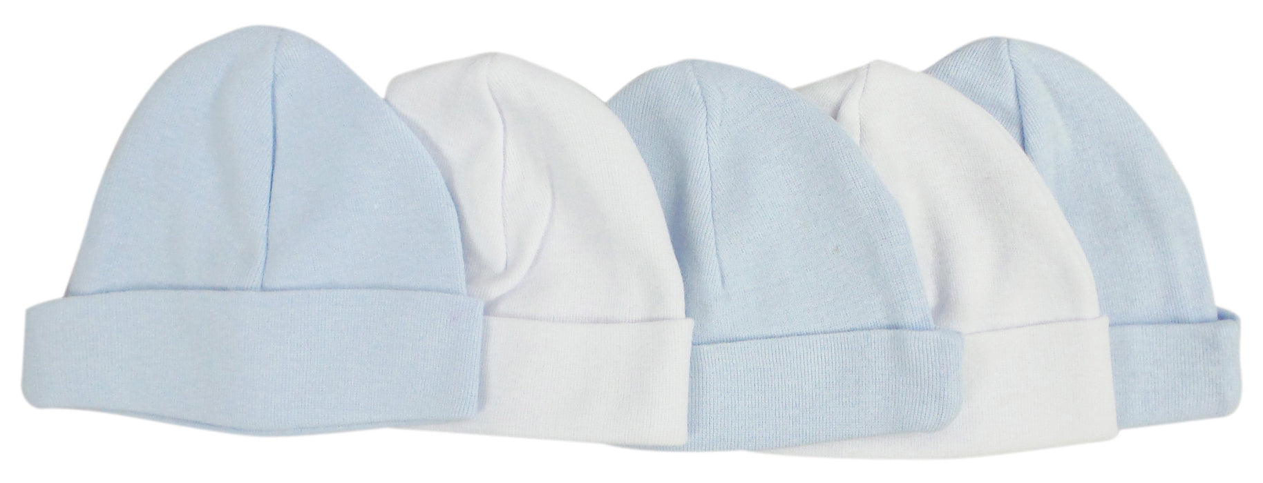 Infant Pastel Blue and White Boys' Beanie - (Pack of 5)
