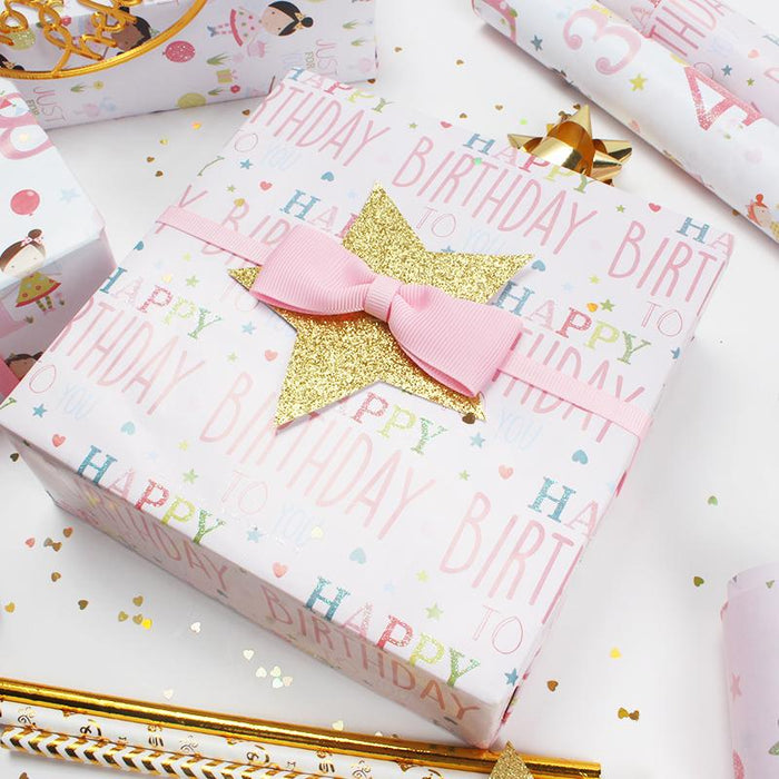 Just For You' Wrapping Paper Sheets for Girly Celebrations - Set of 4 Premium Sheets
