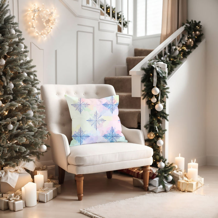 Elegant Snowflake Pattern Throw Pillow | Holiday Decor