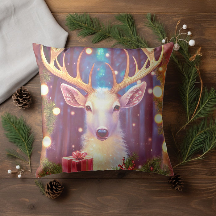 Christmas Deer Pattern Throw Pillow for Holiday Decor