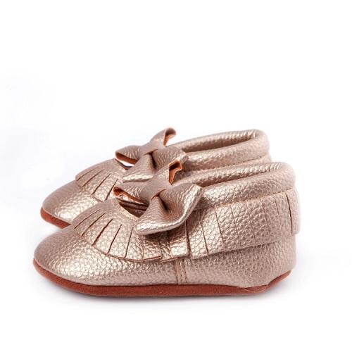 Willow Rose Gold Baby Moccasin Shoes