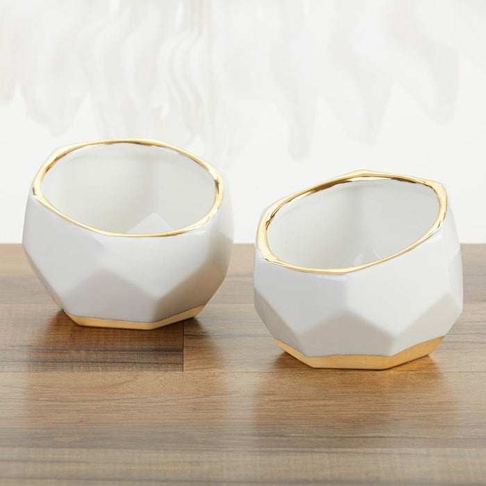 Luxe Living Geometric Ceramic Planter - Small & Chic (Set of 2)