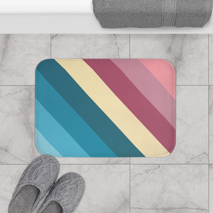 Striped Bath Mat Home Accents | Microfiber Mat with Anti-Slip Backing