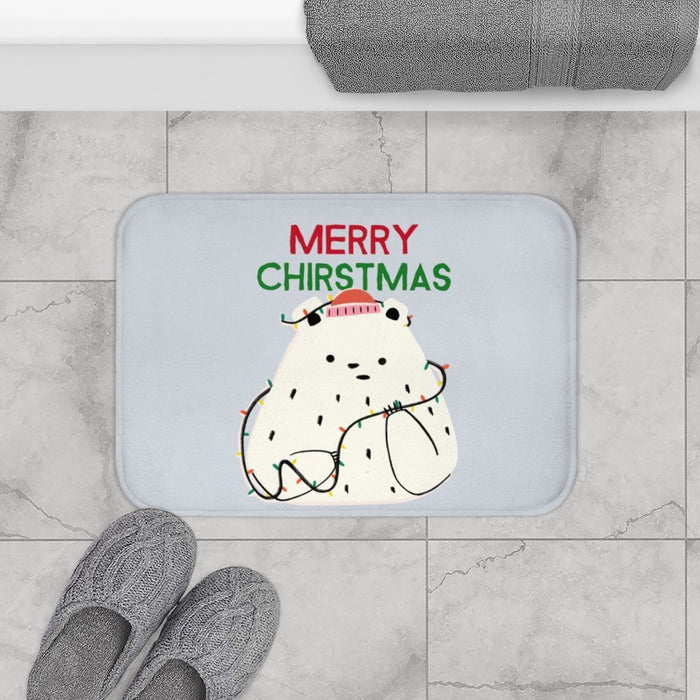 Polar Bear & Christmas Lights Bath Mat