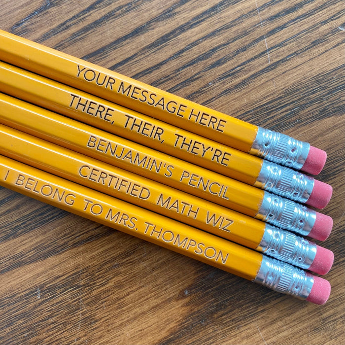 Custom Engraved #2 Pencils - Personalize Your Message