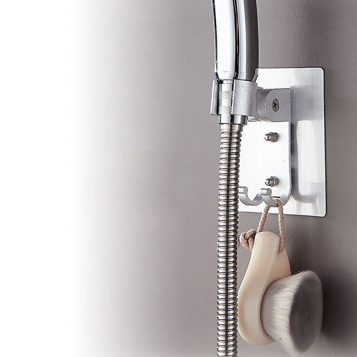 Space Aluminum Shower Head Holder with Adhesive Mounting - No Drilling, Adjustable, and Durable