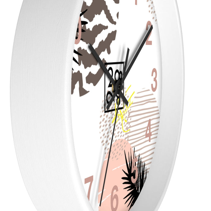 Luxury Geometric Wall Clock - 2882 Wild Animal Split Decision Design - Wooden Frame - Plexiglass Face - Indoor Decor - Battery Powered