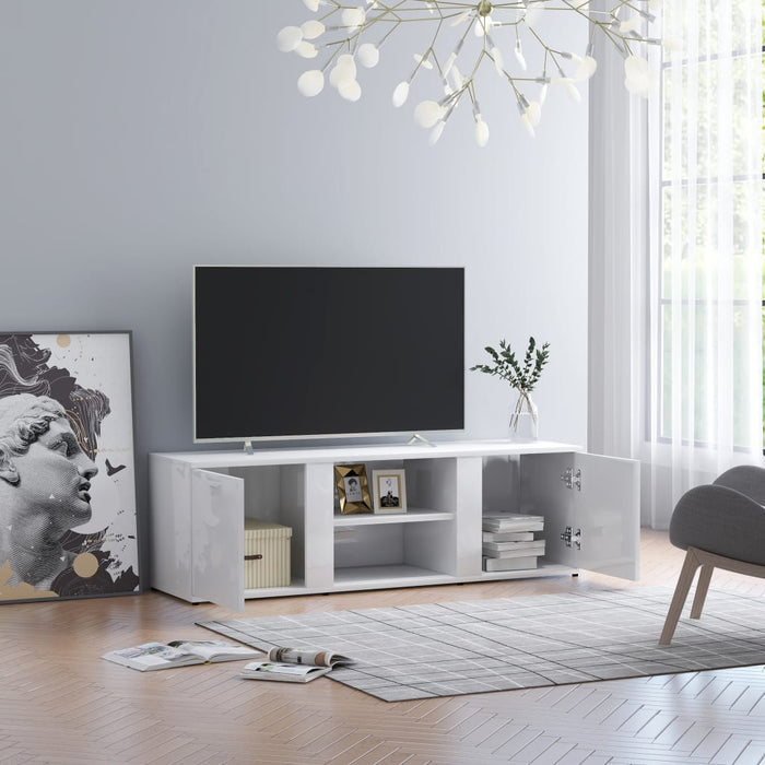 Classic-Style White TV Cabinet - 2 Doors & 2 Compartments