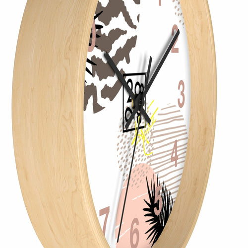 Luxury Geometric Wall Clock - 2882 Wild Animal Split Decision Design - Wooden Frame - Plexiglass Face - Indoor Decor - Battery Powered