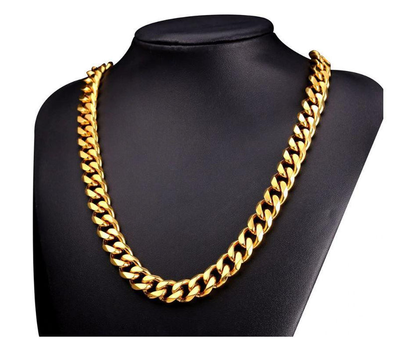 Solid 14K Yellow Gold Plated Cuban Chains