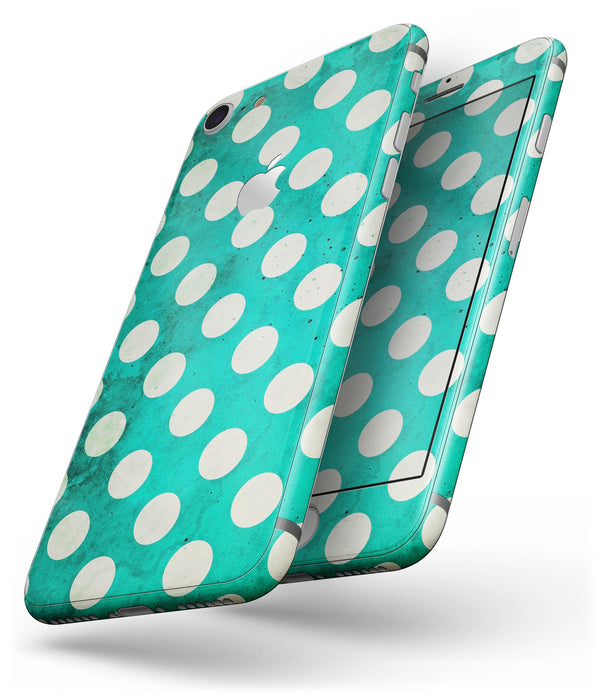 Dark Teal and White Polka Dots Skin-kit for iPhone 8 or 8 Plus
