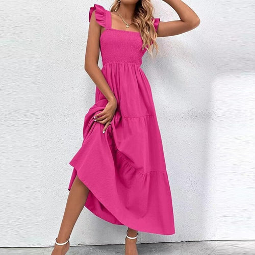 Elegant Solid Color Flying Sleeve Party Dress - Classic Style for Special Occasions