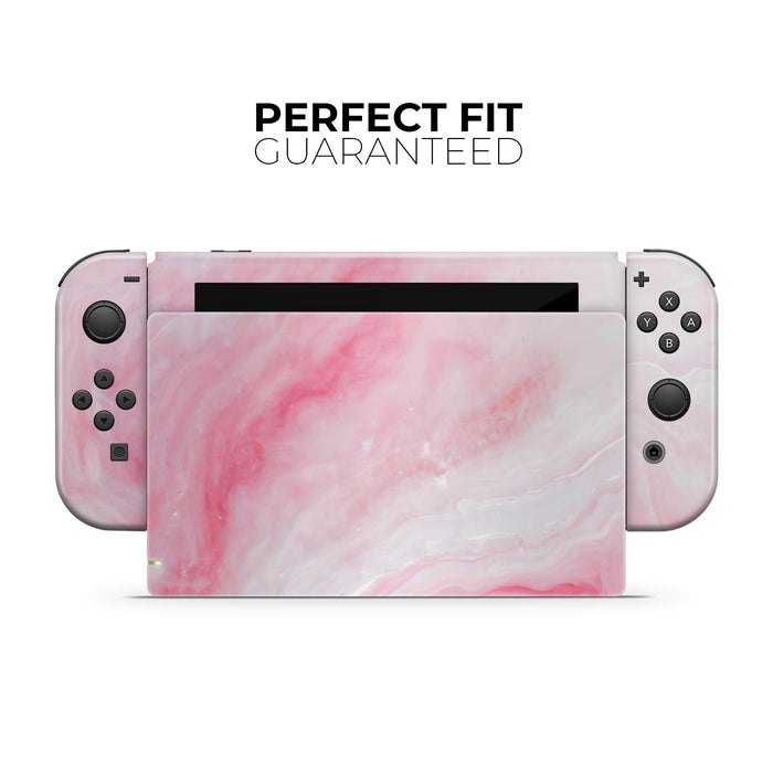 GamerGlow Marbleized Pink Paradise V6 - Full Body Decal for Nintendo Switch - Premium 3M Vinyl - Snug Fit