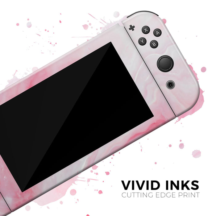 GamerGlow Marbleized Pink Paradise V6 - Full Body Decal for Nintendo Switch - Premium 3M Vinyl - Snug Fit