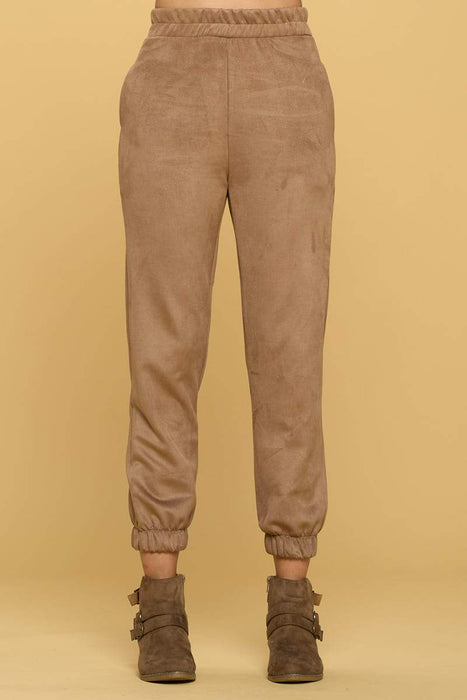 Suede Jogger Pants with Pockets