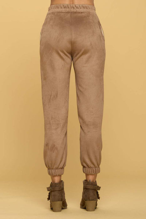 Suede Jogger Pants with Pockets