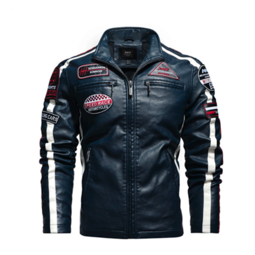 Trendy Vegan Leather Biker Jacket with Faux Fur Lining
