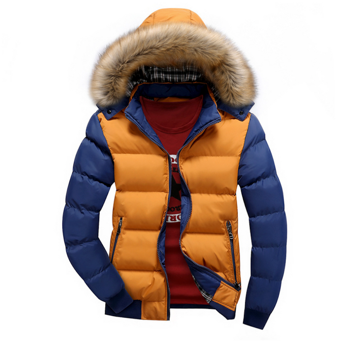Men's Two Tone Puffer Jacket with Removable Hood