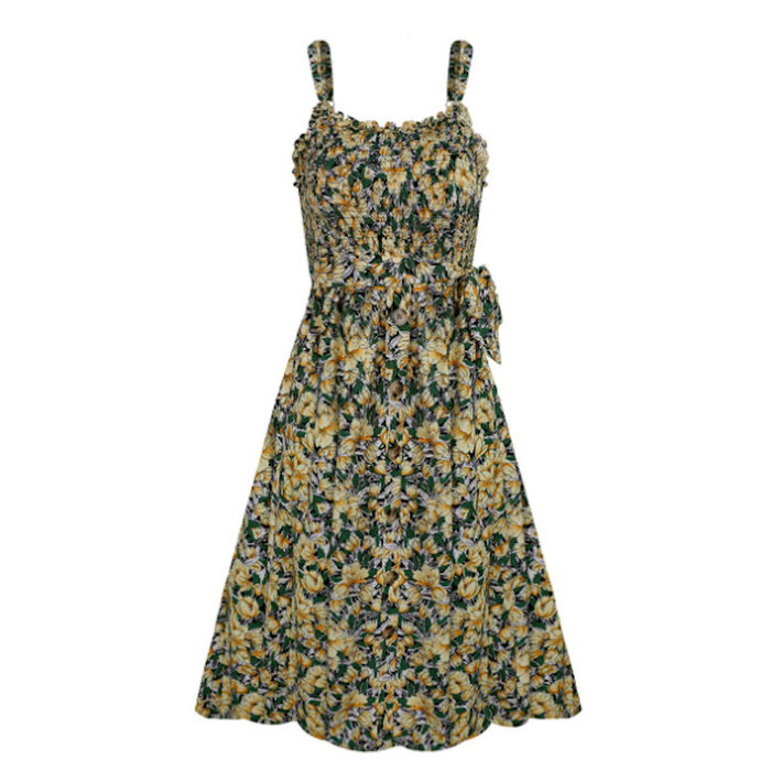 Women's Floral Maxi Dress With Ruffled Trims