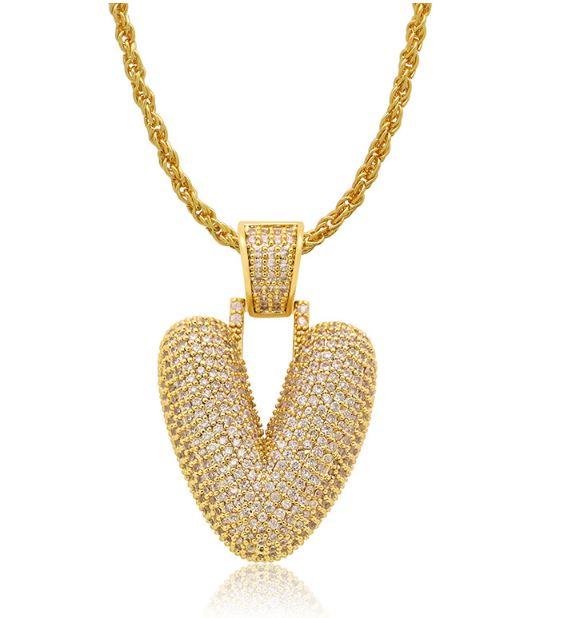 PIPE Gold HH Bubble Letter Necklace with Rope Chain - Hip Hop Bling Master Initial Pendant