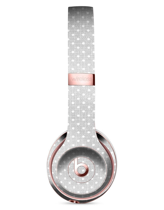 White Micro Polka Dots Over Gray Fabric Full-Body Skin Kit for Beats by Dre Solo 3 Wireless Headphones