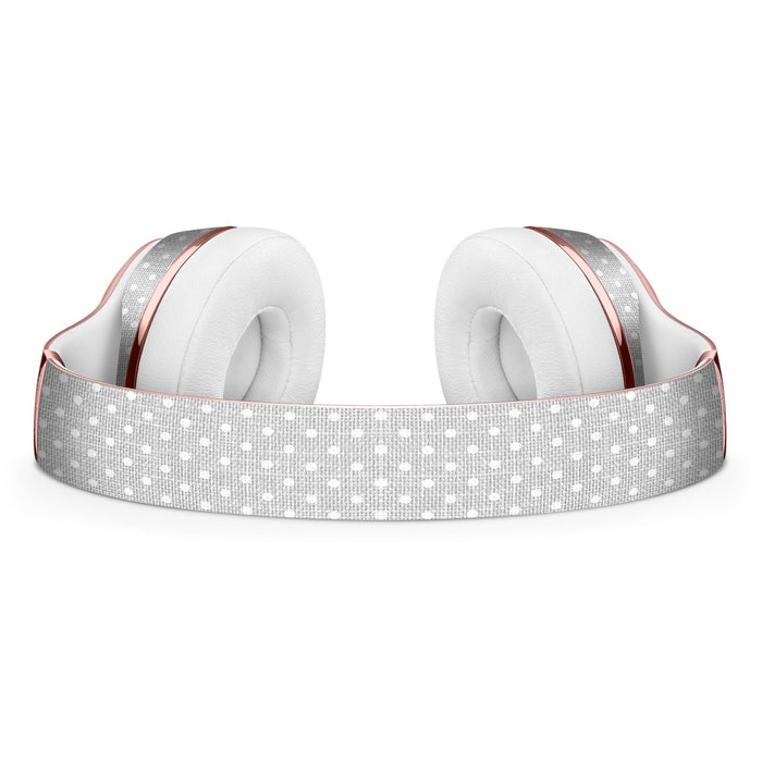 White Micro Polka Dots Over Gray Fabric Full-Body Skin Kit for Beats by Dre Solo 3 Wireless Headphones