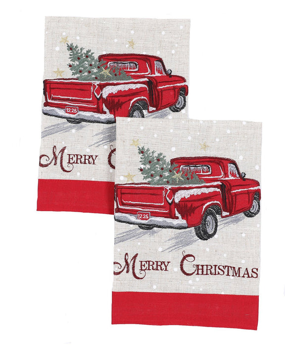 XD19812-Merry Christmas Truck Decorative Towels 14x22-Inch Set