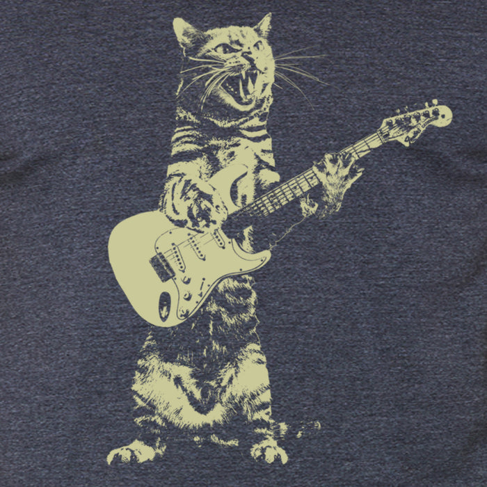 Cat Playing Guitar Print Shirt