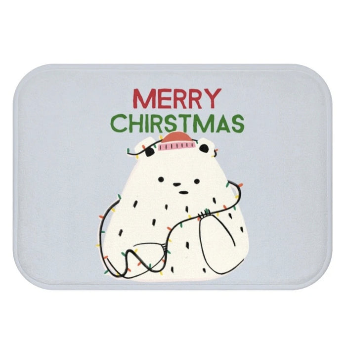 Polar Bear & Christmas Lights Bath Mat