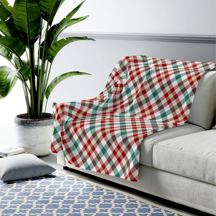 Red and Green Plaid Plush Blanket Throw