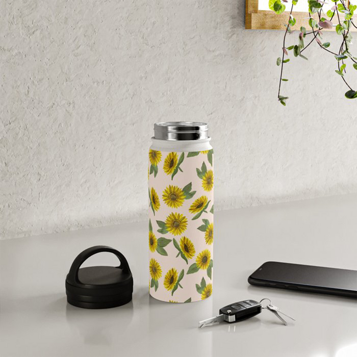 Sunflower Handle Lid Water Bottle - 18 oz