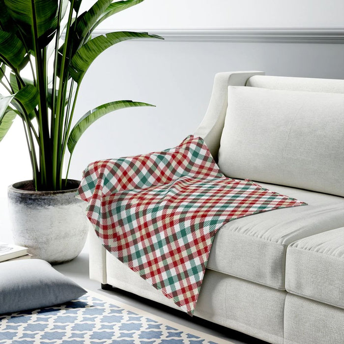 Red and Green Plaid Plush Blanket Throw