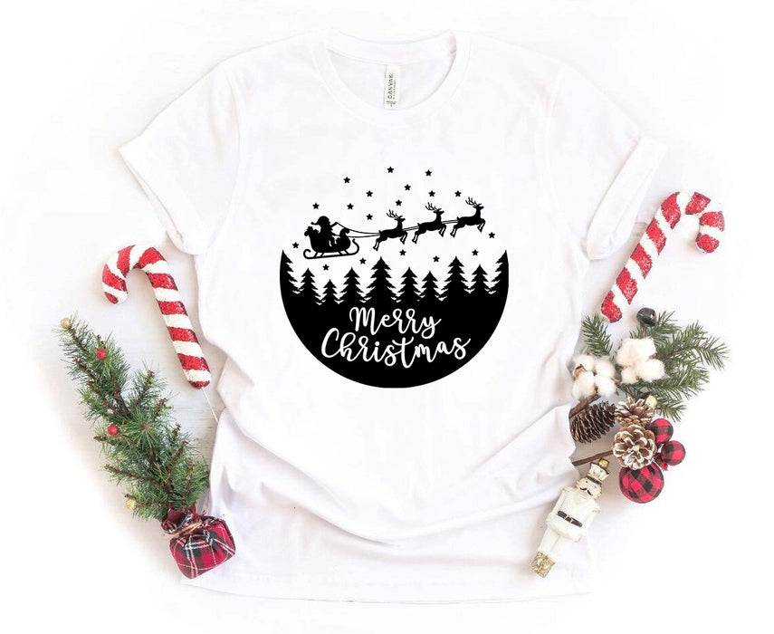 Merry Christmas Scene With Santa - Unisex Ring Spun Cotton T-Shirt