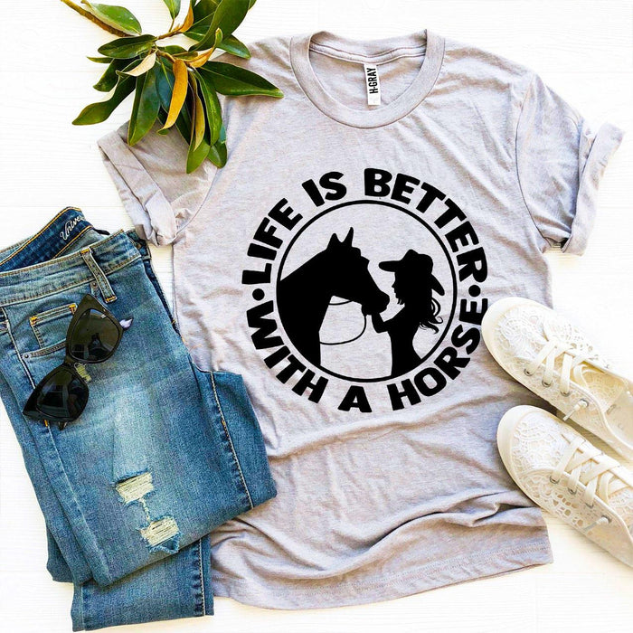 Bella Canvas Cotton T-shirt - 'Life is Better With a Horse' Design