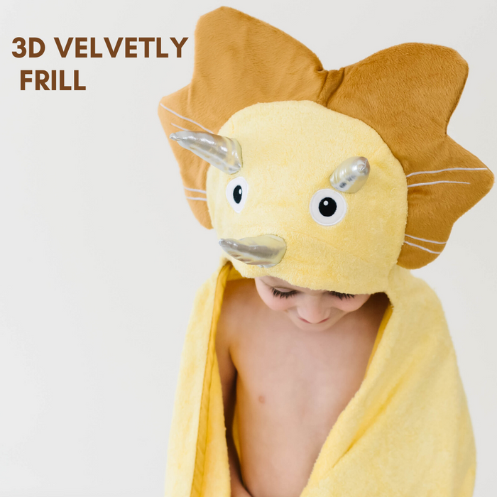 Yellow Dinosaur Bamboo Viscose Baby Hooded Towel