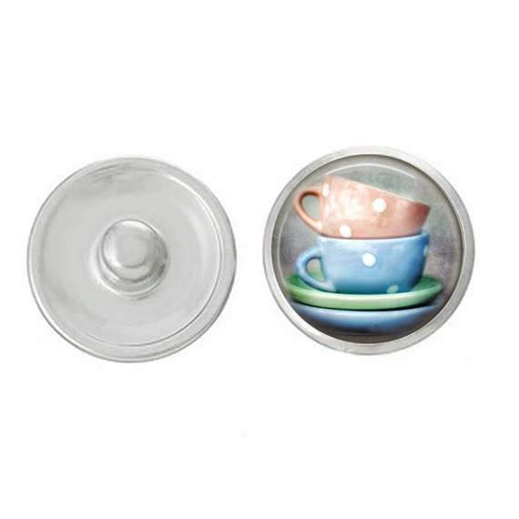 Tea Cup - Blue and Peach Teacups Snap - Pair with Our Base Pieces -