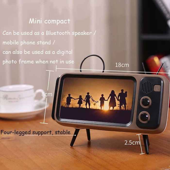 Retro TV Design Bluetooth Speaker with Phone Holder