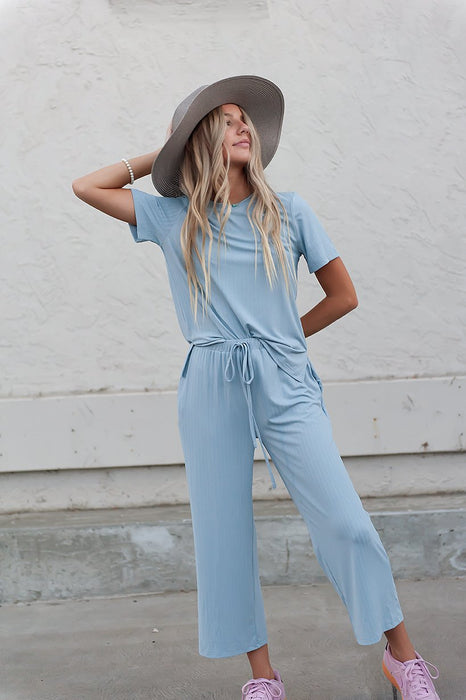DT Emma Two-Piece Set in Baby Blue Loungewear