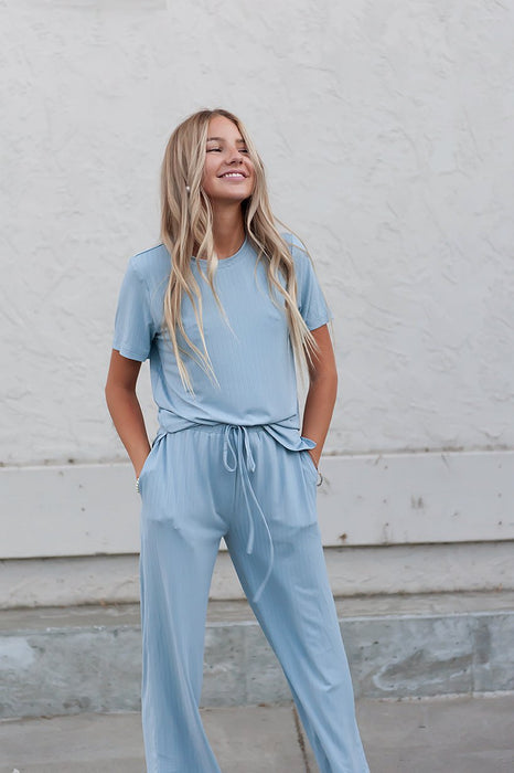 DT Emma Two-Piece Set in Baby Blue Loungewear
